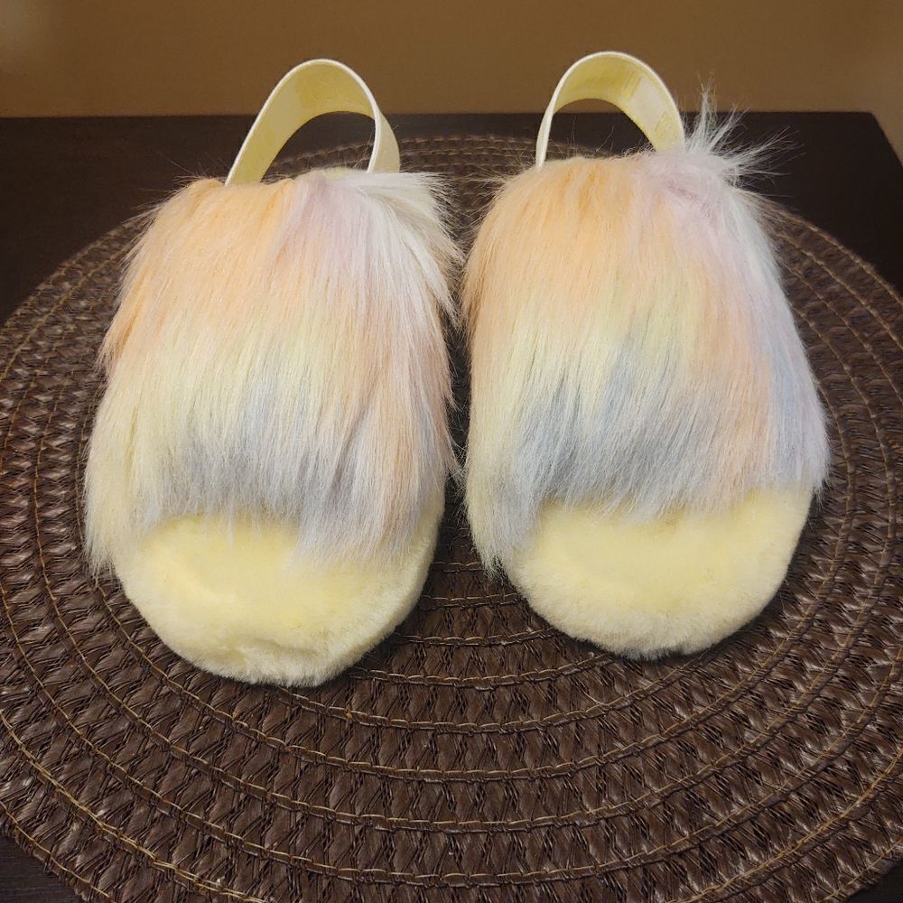 UGG Fluff Yeah Slide Slippers Lemonade Tie Dye Youth Kids Size 13 NEW